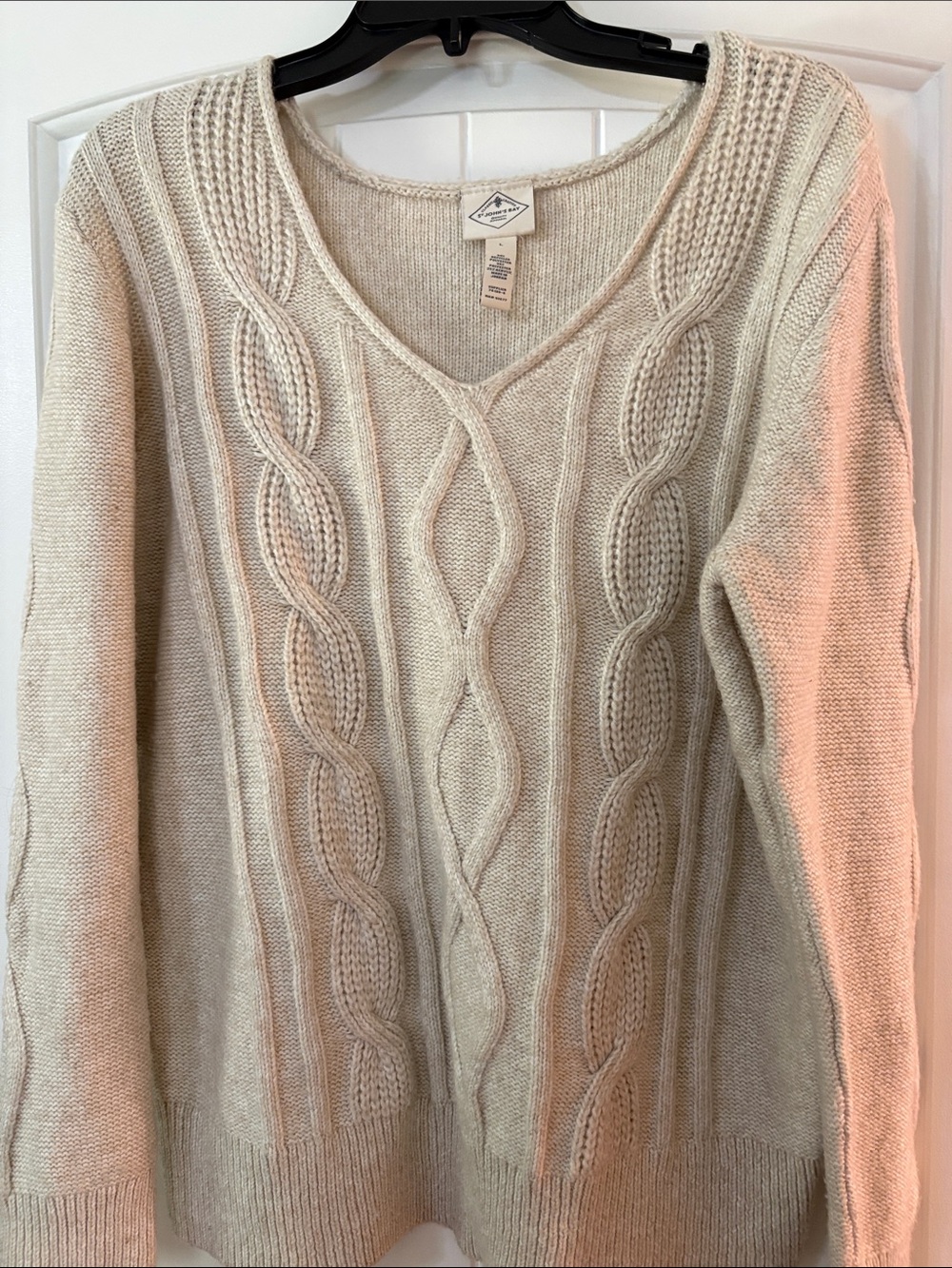 St. John's Bay Cream Cable Knit V-Neck Sweater